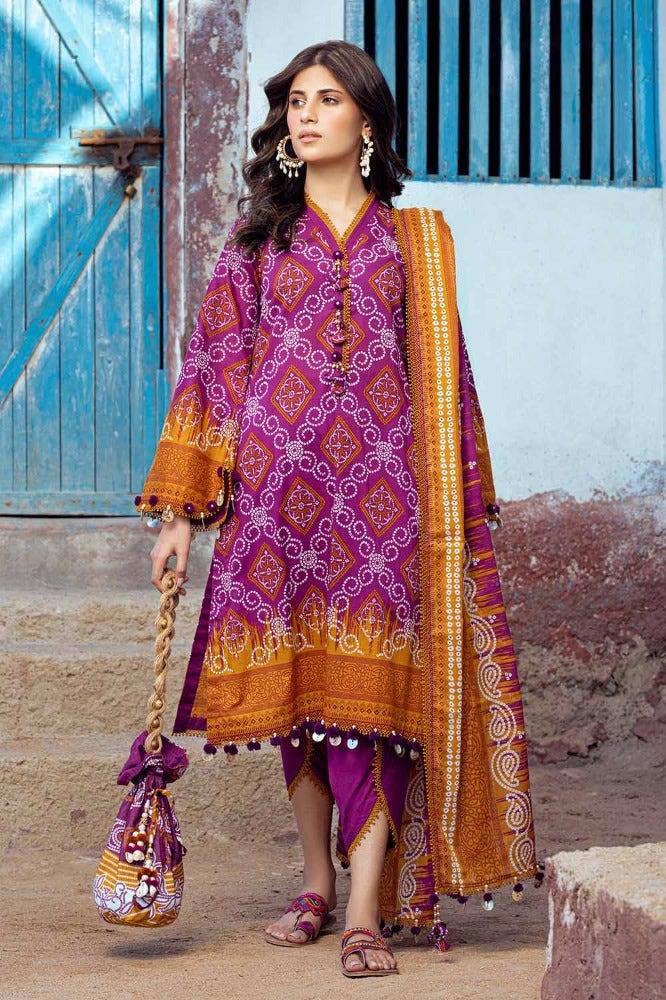 Gul Ahmed 3 Piece Custom Stitched Suit - Purple - LB286334