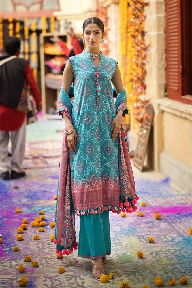 Gul Ahmed 3 Piece Custom Stitched Suit - Aqua - LB286335