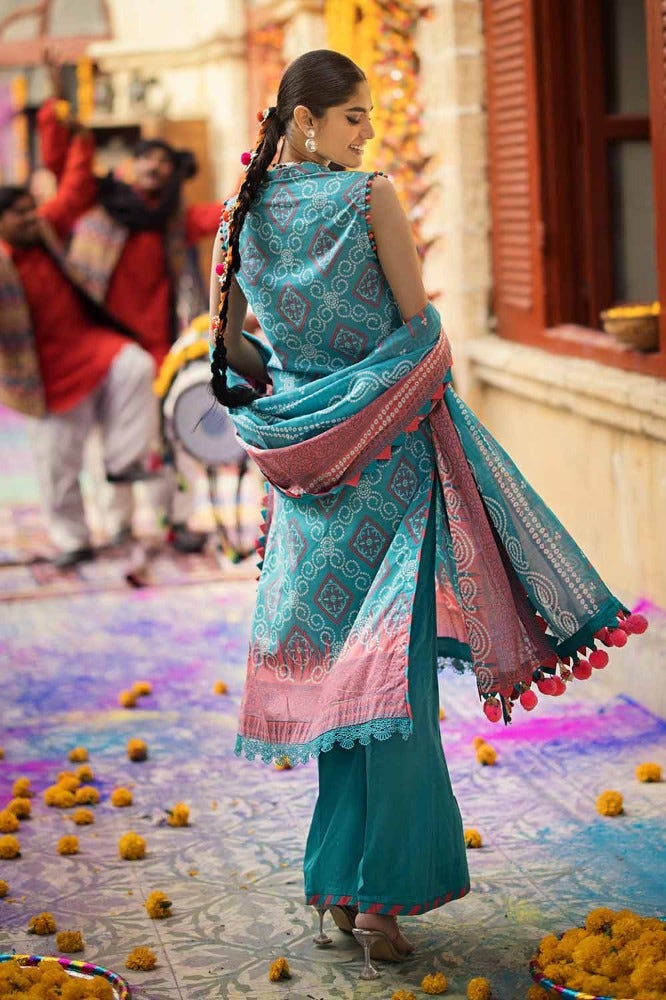 Gul Ahmed 3 Piece Custom Stitched Suit - Aqua - LB286335