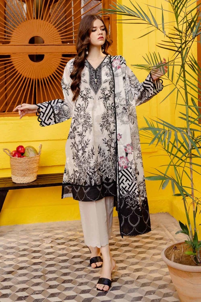 Gul Ahmed 3 Piece Custom Stitched Suit - Off-White - LB286199