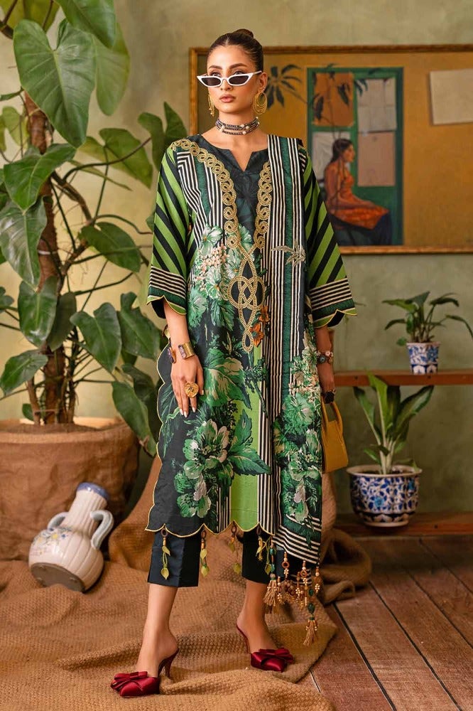 Gul Ahmed 3 Piece Custom Stitched Suit - Green - LB286224