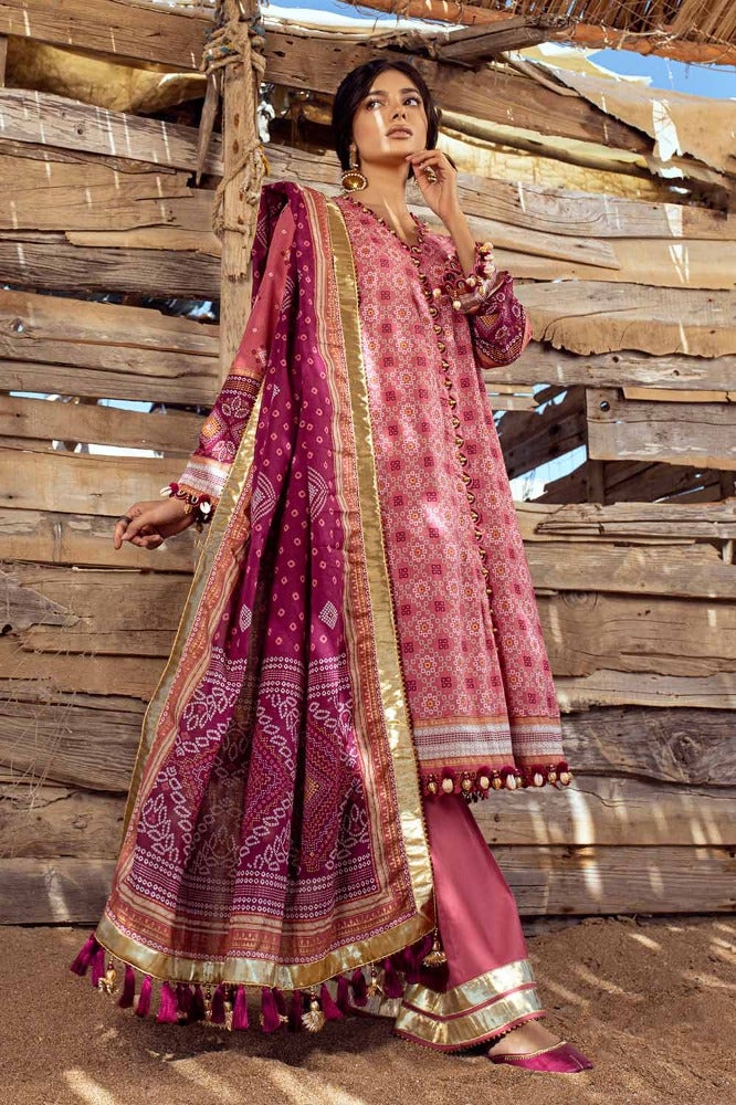 Gul Ahmed 3 Piece Custom Stitched Suit - Pink - LB286360