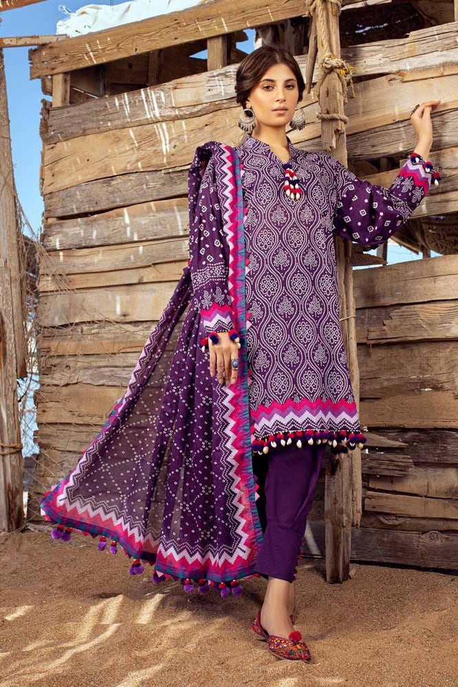 Gul Ahmed 3 Piece Custom Stitched Suit - Purple - LB286342