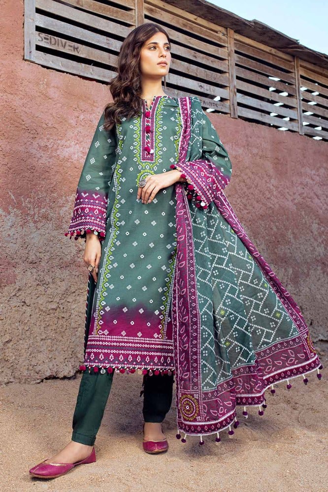 Gul Ahmed 3 Piece Custom Stitched Suit - Green - LB286352