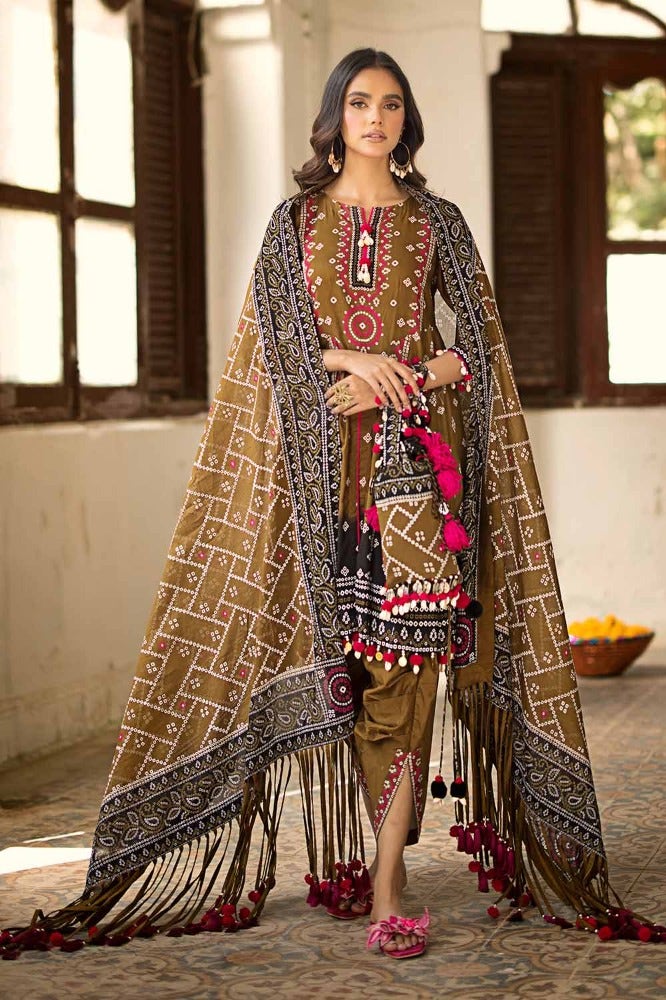 Gul Ahmed 3 Piece Custom Stitched Suit - Brown - LB286353