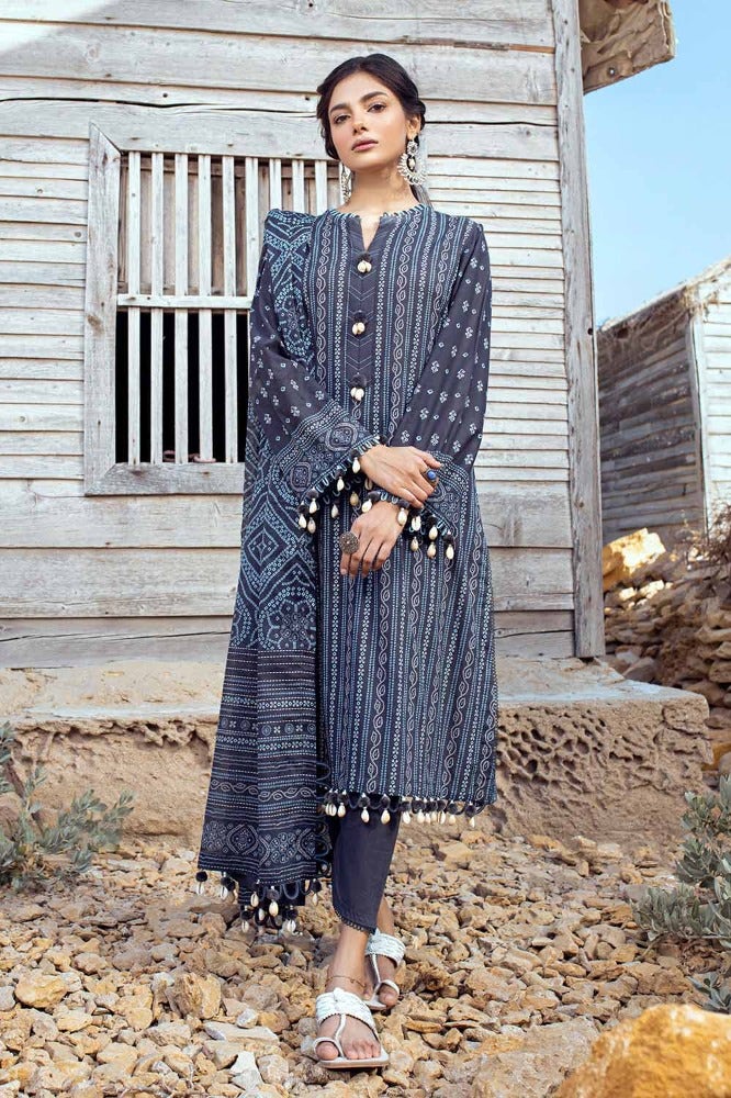 Gul Ahmed 3 Piece Custom Stitched Suit - Gray - LB286354