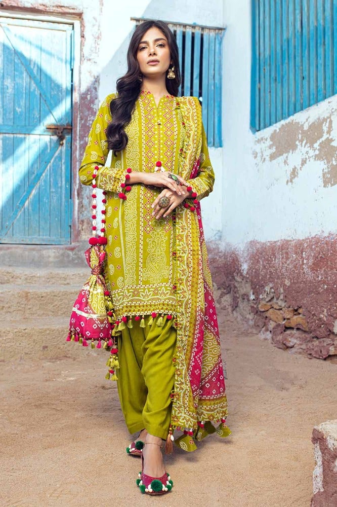 Gul Ahmed 3 Piece Custom Stitched Suit - Green - LB286344