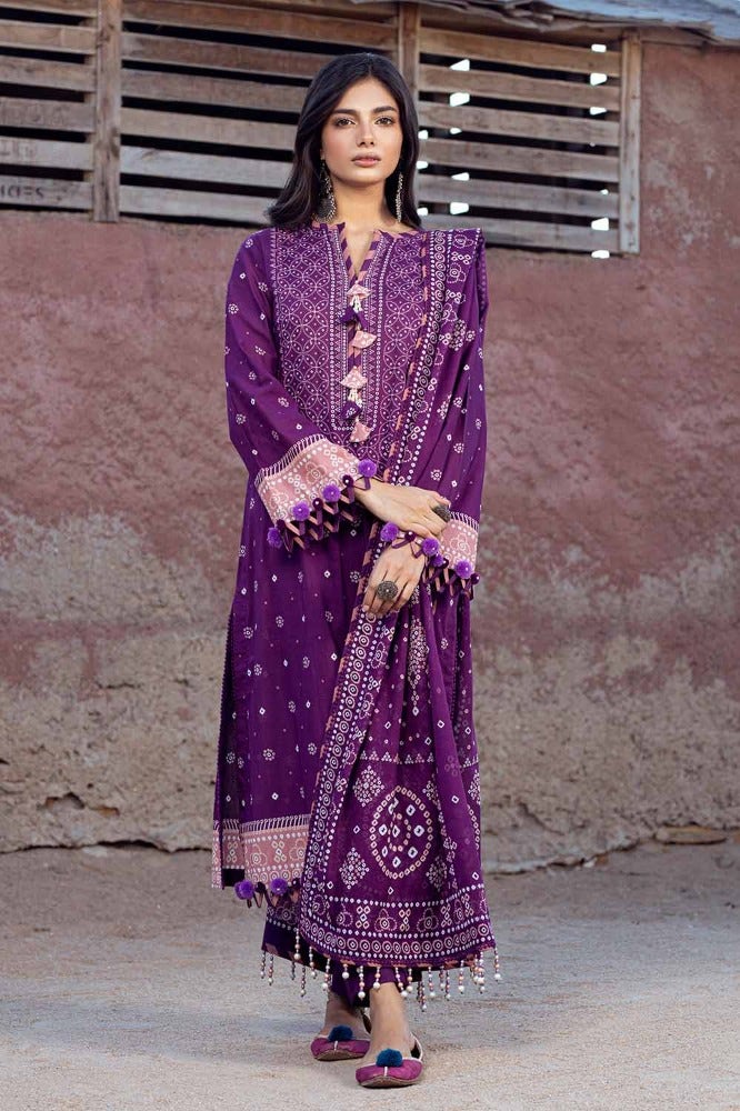 Gul Ahmed 3 Piece Custom Stitched Suit - Purple - LB286356