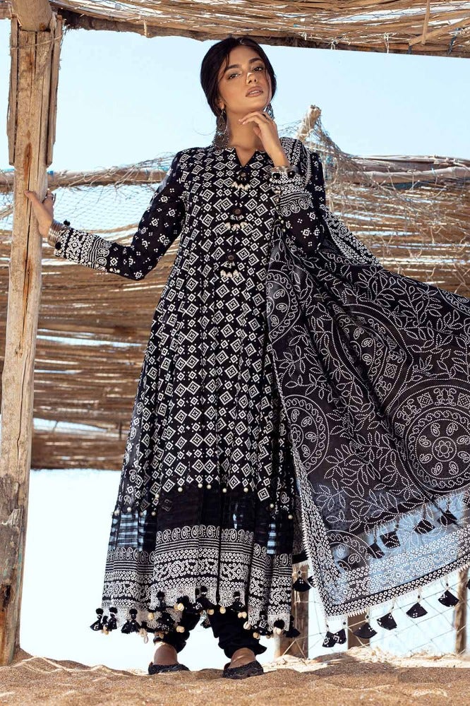 Gul Ahmed 3 Piece Custom Stitched Suit - Black - LB286372