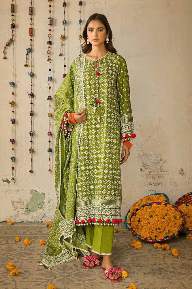 Gul Ahmed 3 Piece Custom Stitched Suit - Green - LB286373