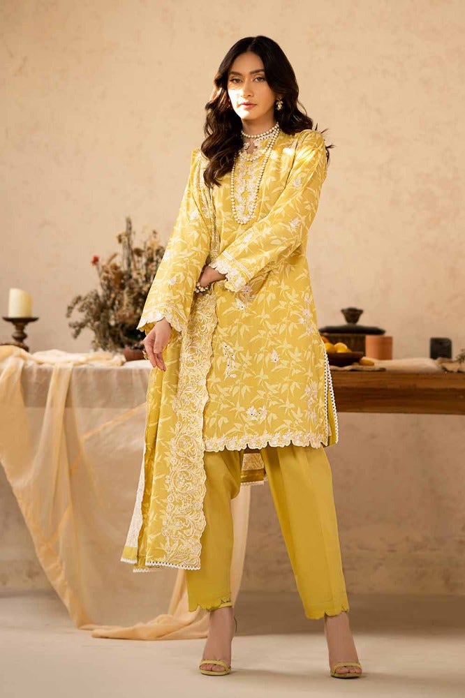 Gul Ahmed 3 Piece Custom Stitched Suit - Yellow - LB286219