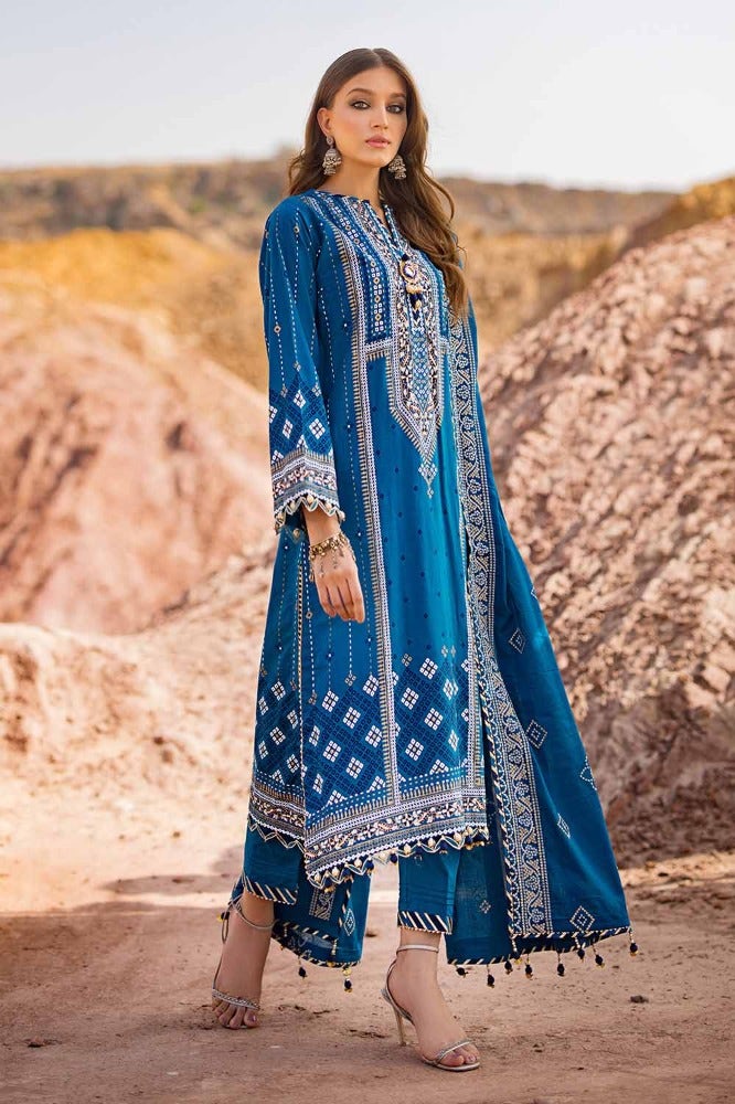 Gul Ahmed 3 Piece Custom Stitched Suit - Blue - LB286378