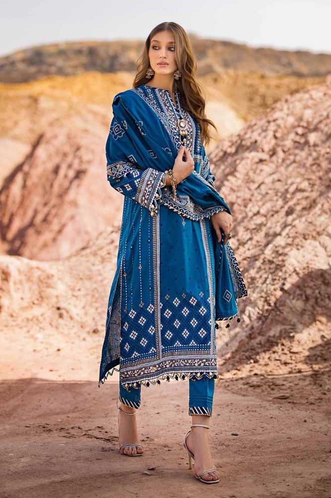 Gul Ahmed 3 Piece Custom Stitched Suit - Blue - LB286378