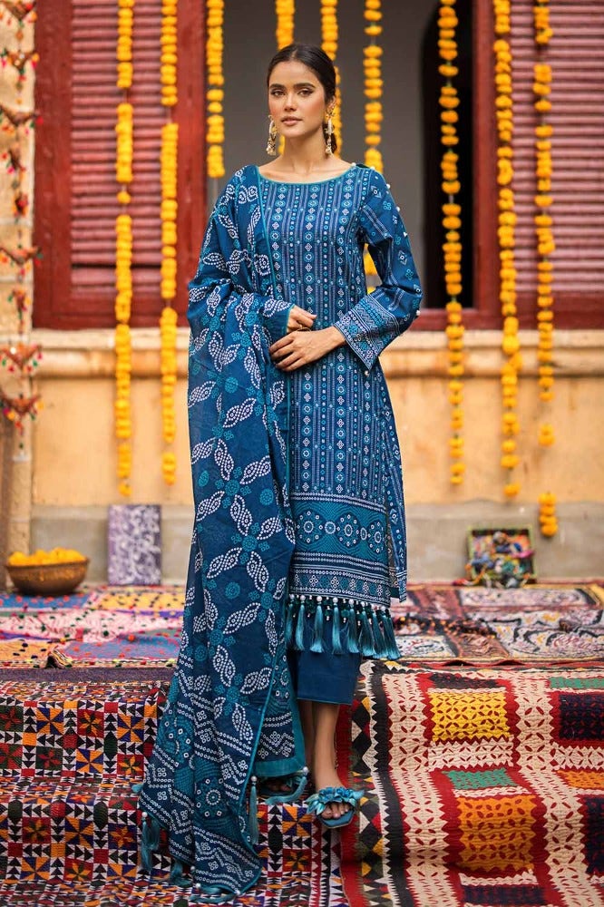 Gul Ahmed 3 Piece Custom Stitched Suit - Blue - LB286349