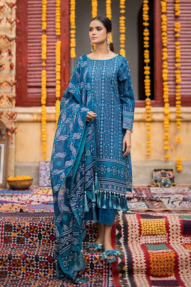 Gul Ahmed 3 Piece Custom Stitched Suit - Blue - LB286349