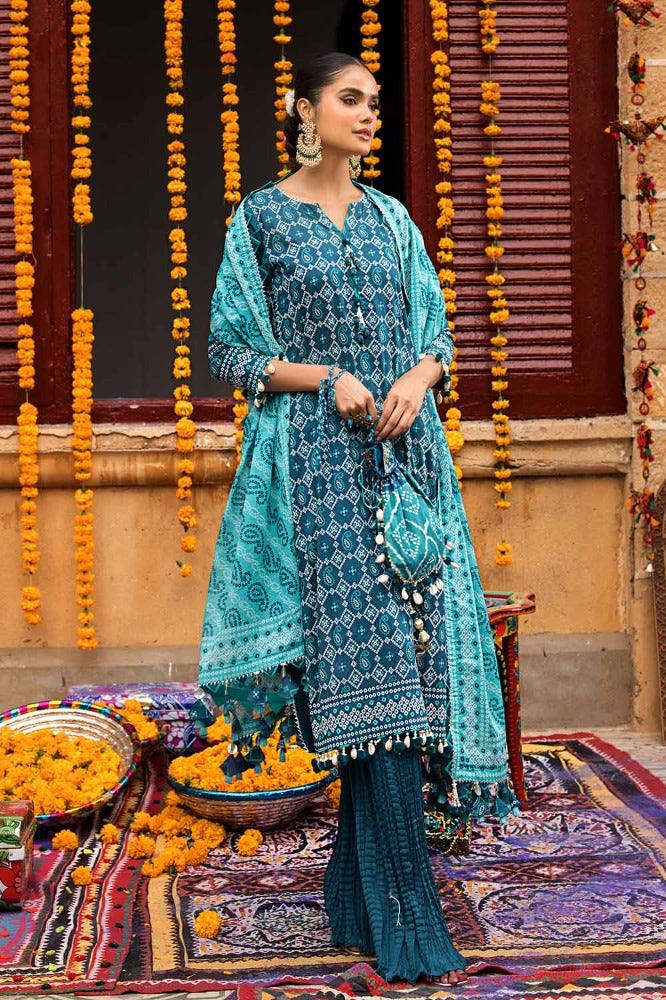 Gul Ahmed 3 Piece Custom Stitched Suit - Blue - LB286351