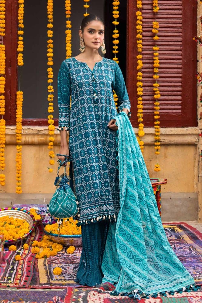 Gul Ahmed 3 Piece Custom Stitched Suit - Blue - LB286351