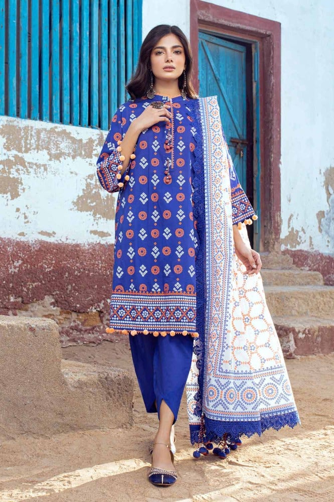 Gul Ahmed 3 Piece Custom Stitched Suit - Blue - LB286374