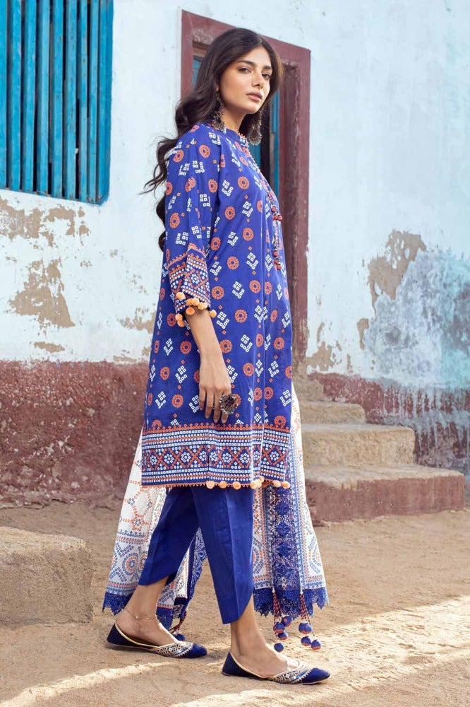 Gul Ahmed 3 Piece Custom Stitched Suit - Blue - LB286374