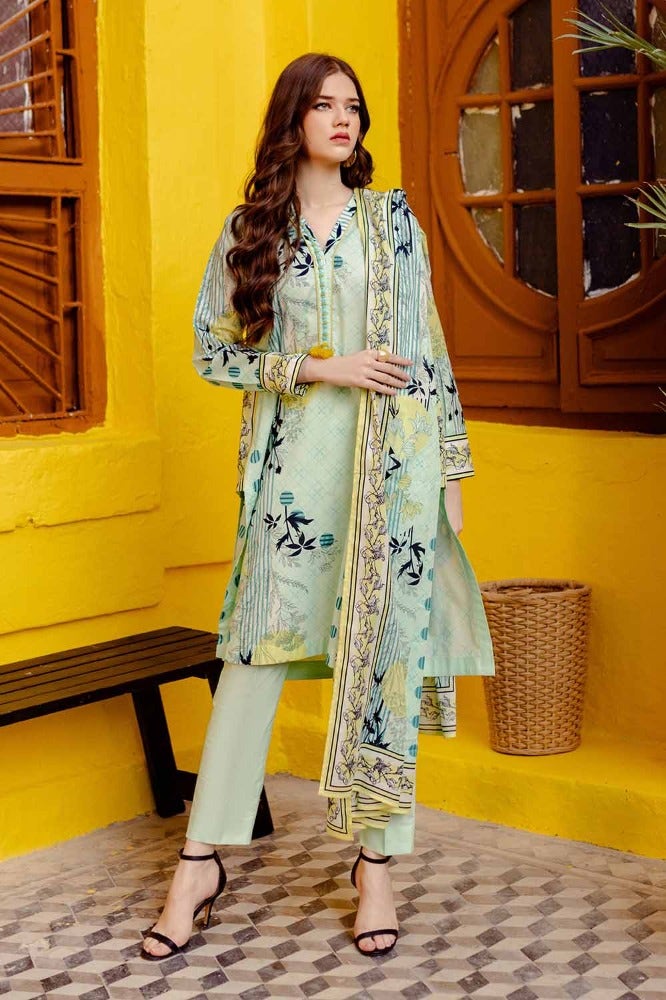 Gul Ahmed 3 Piece Custom Stitched Suit - Green - LB286228