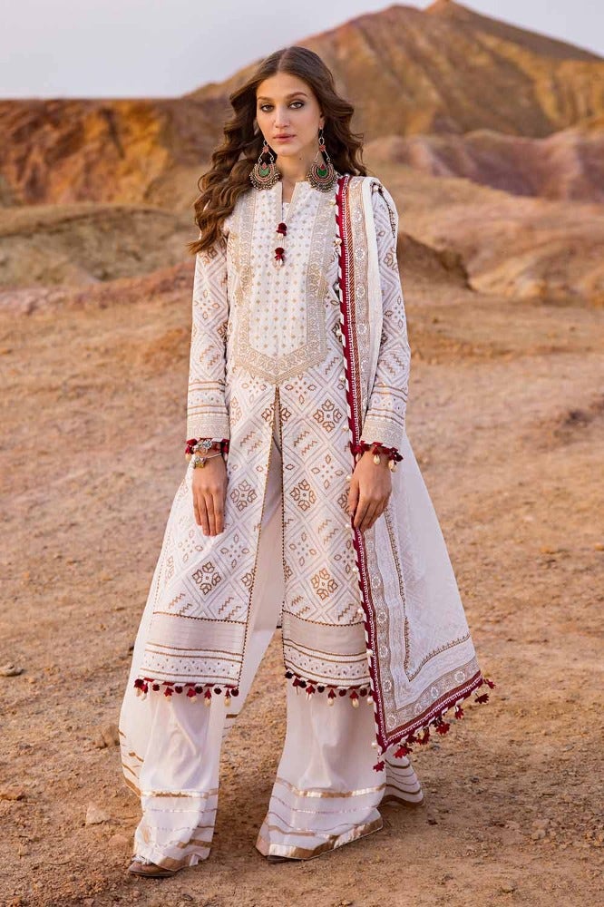 Gul Ahmed 3 Piece Custom Stitched Suit - Off-White - LB286379