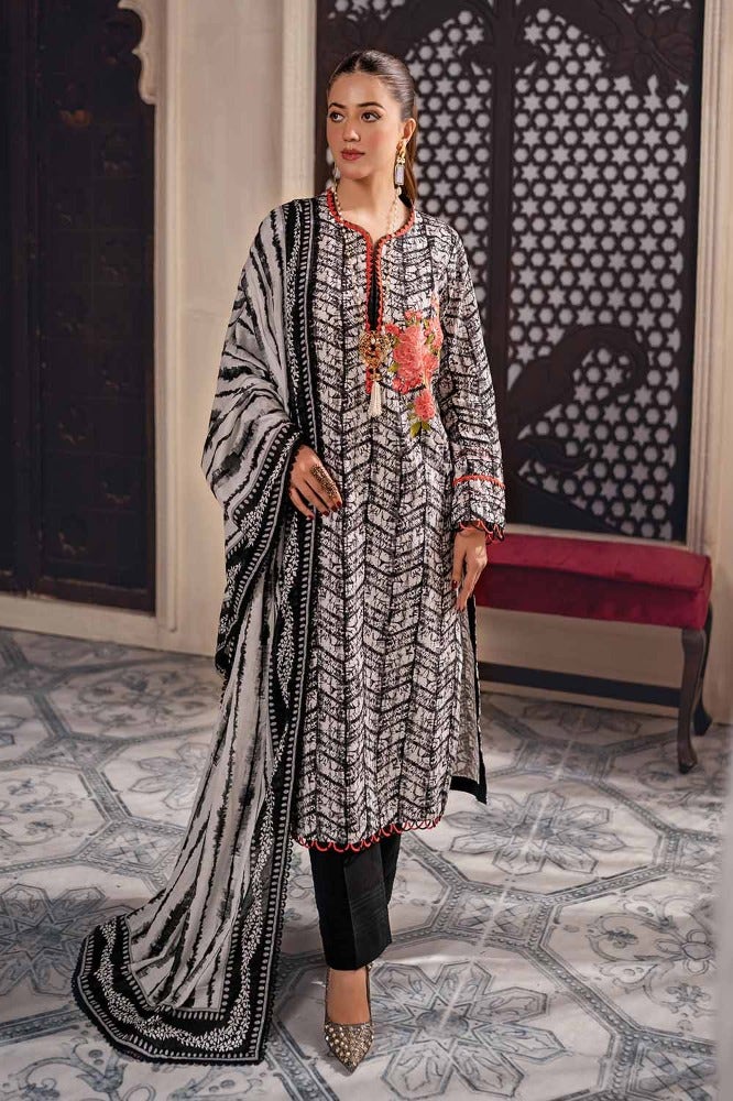 Gul Ahmed 3 Piece Custom Stitched Suit - Black - LB286207