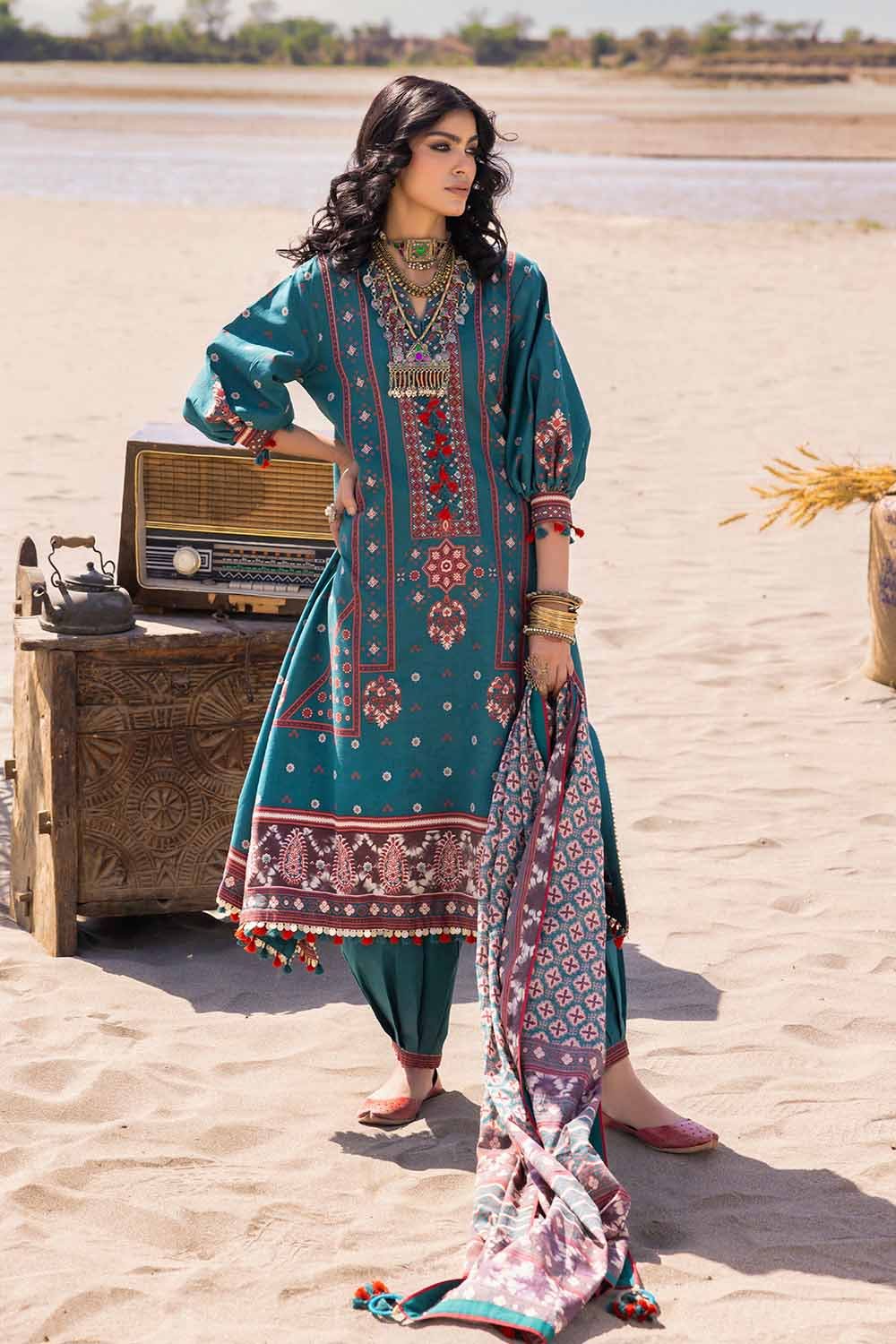 Gul Ahmed 3 Piece Custom Stitched Suit - Blue - LB287357