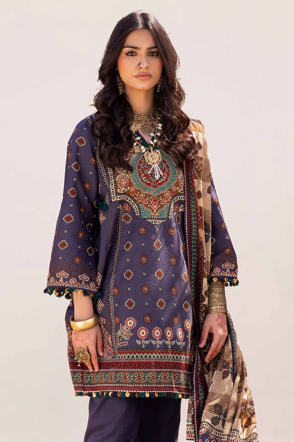 Gul Ahmed 3 Piece Custom Stitched Suit - Purple - LB287358