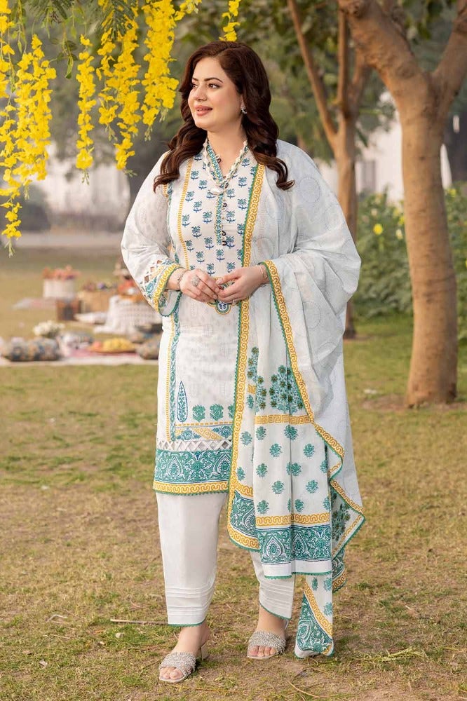 Gul Ahmed 3 Piece Custom Stitched Suit - Green - LB286323