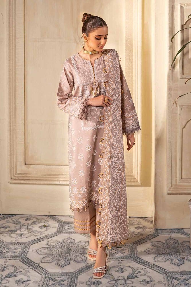 Gul Ahmed 3 Piece Custom Stitched Suit - Beige - LB286226