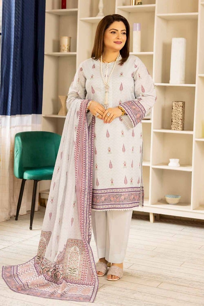 Gul Ahmed 3 Piece Custom Stitched Suit - Beige - LB286324