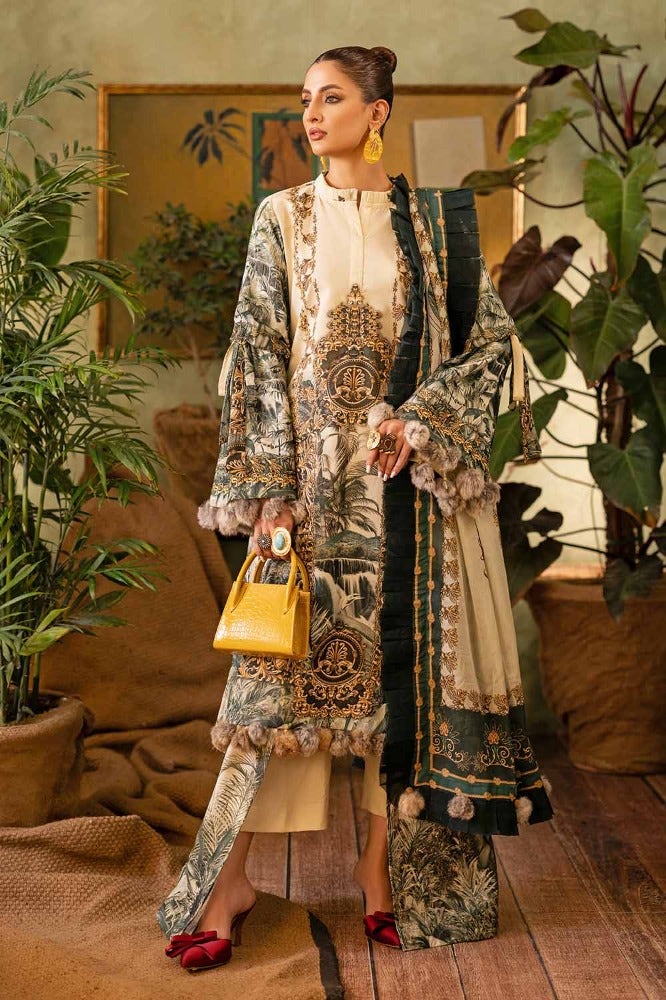 Gul Ahmed 3 Piece Custom Stitched Suit - Beige - LB286229