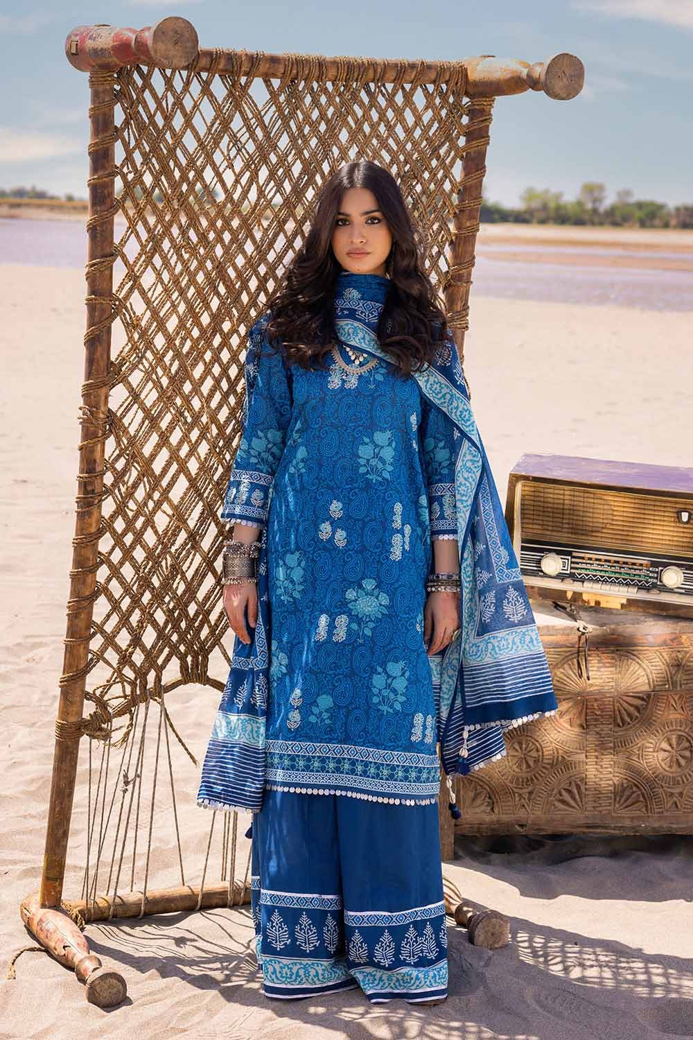 Gul Ahmed 3 Piece Custom Stitched Suit - Blue - LB287360