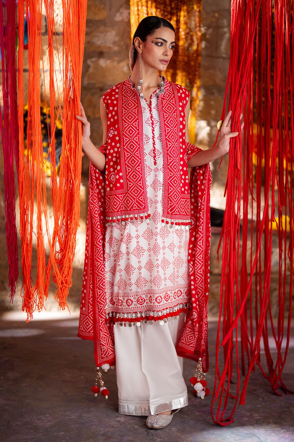 Gul Ahmed 3 Piece Custom Stitched Suit - Red - LB29178