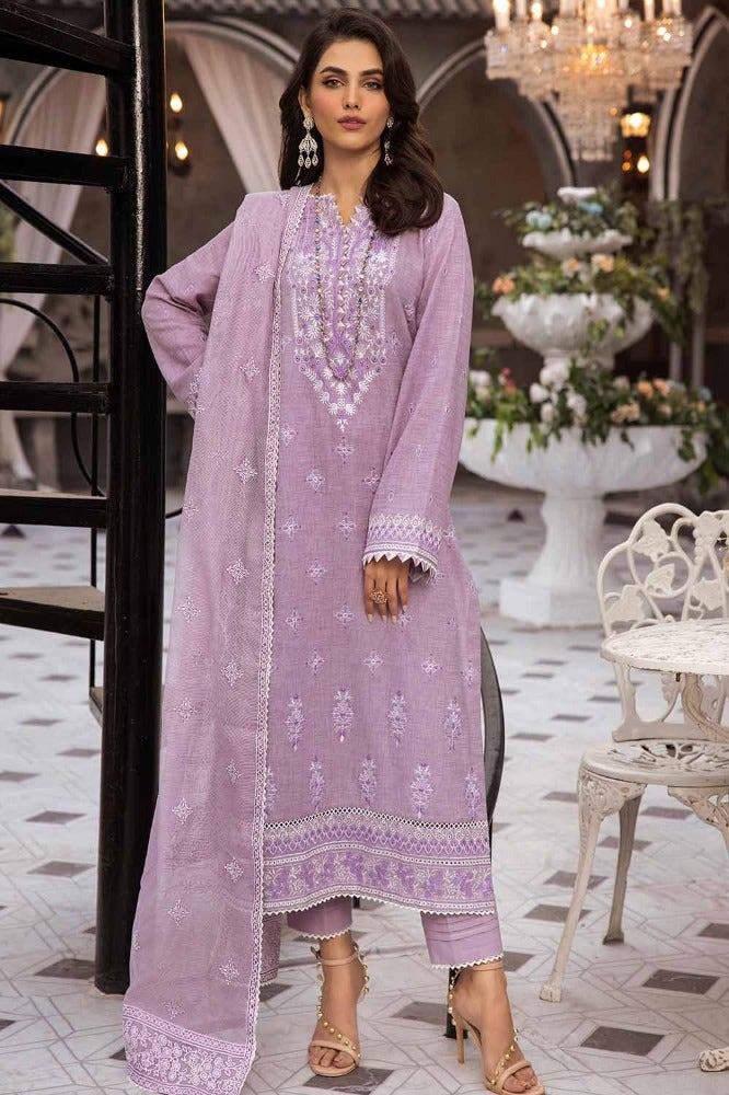 Gul Ahmed 3 Piece Custom Stitched Suit - Purple - LB286251