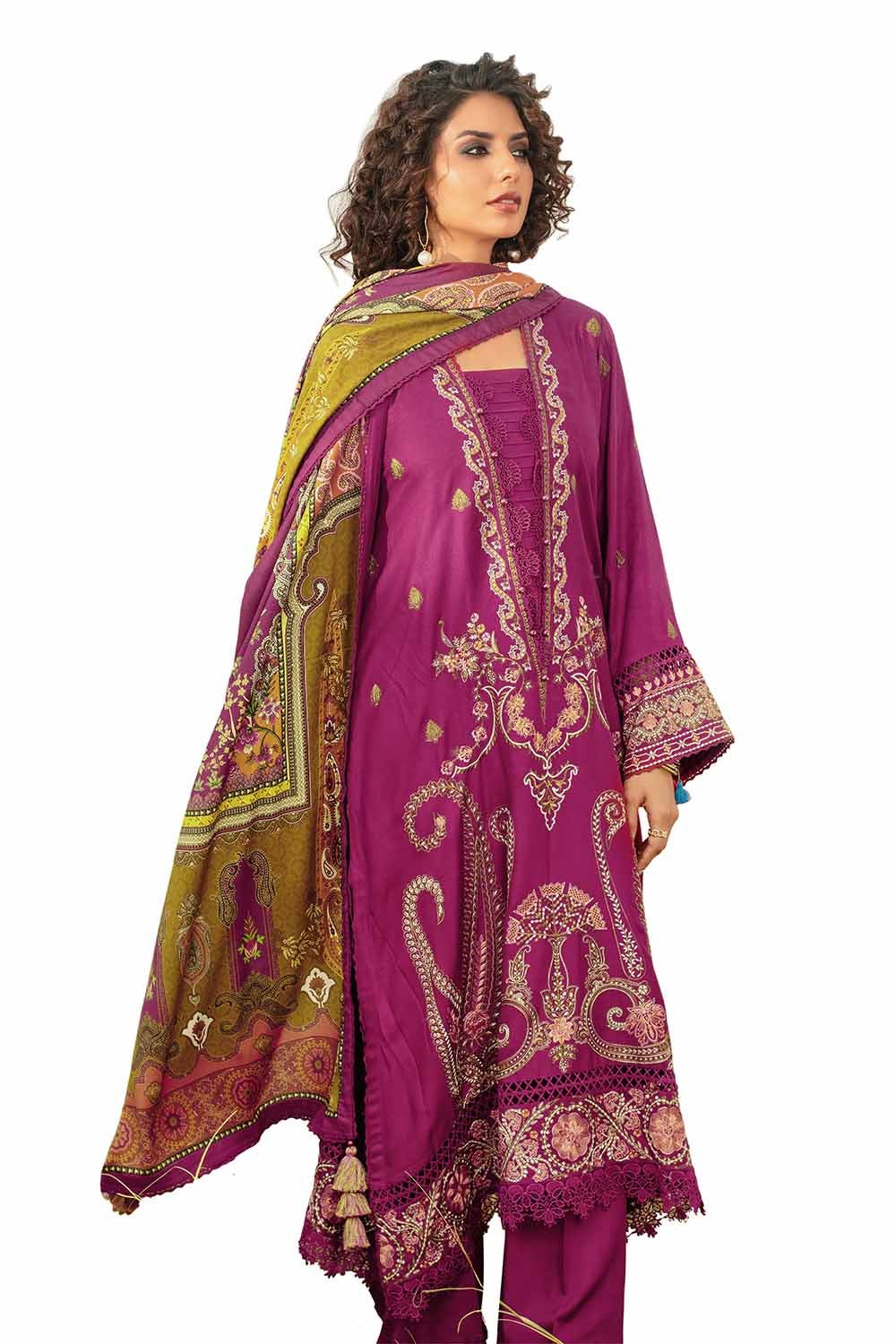 Gul Ahmed 3 Piece Custom Stitched Suit - Purple - LB287992