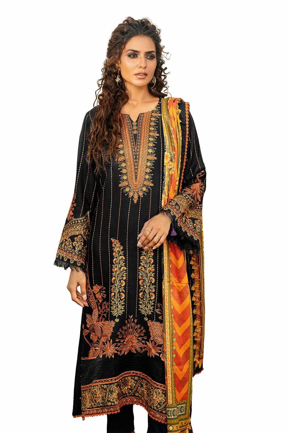 Gul Ahmed 3 Piece Custom Stitched Suit - Black - LB287991