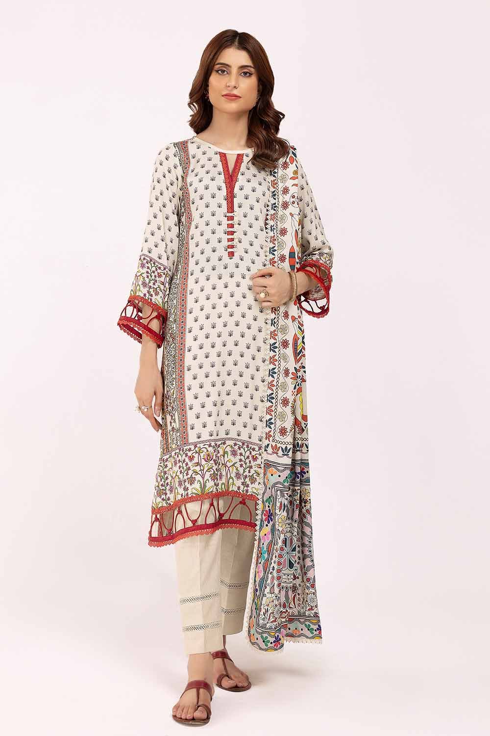 Gul Ahmed 3 Piece Custom Stitched Suit - Off-White - LB287999