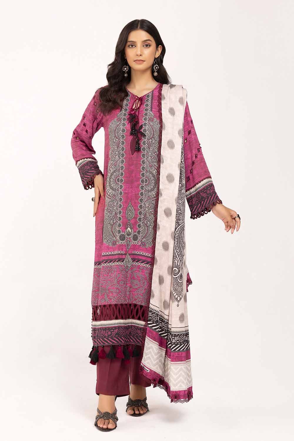 Gul Ahmed 3 Piece Custom Stitched Suit - Purple - LB287998