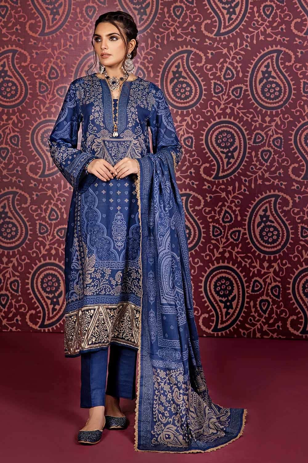 Gul Ahmed 3 Piece Custom Stitched Suit - Blue - LB284987