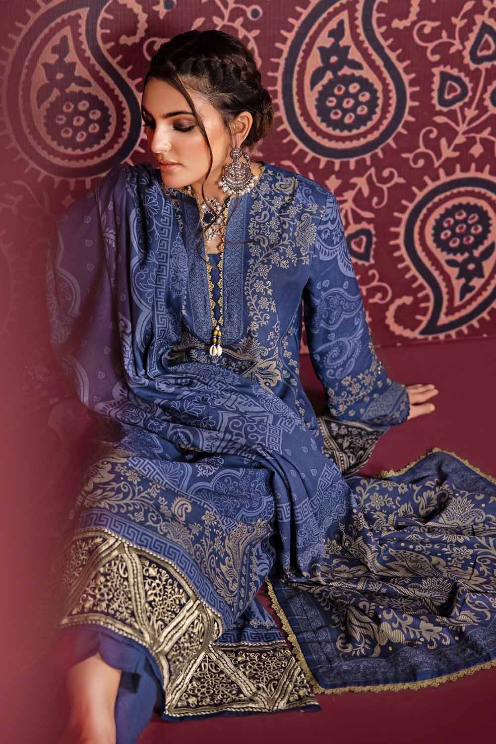 Gul Ahmed 3 Piece Custom Stitched Suit - Blue - LB284987