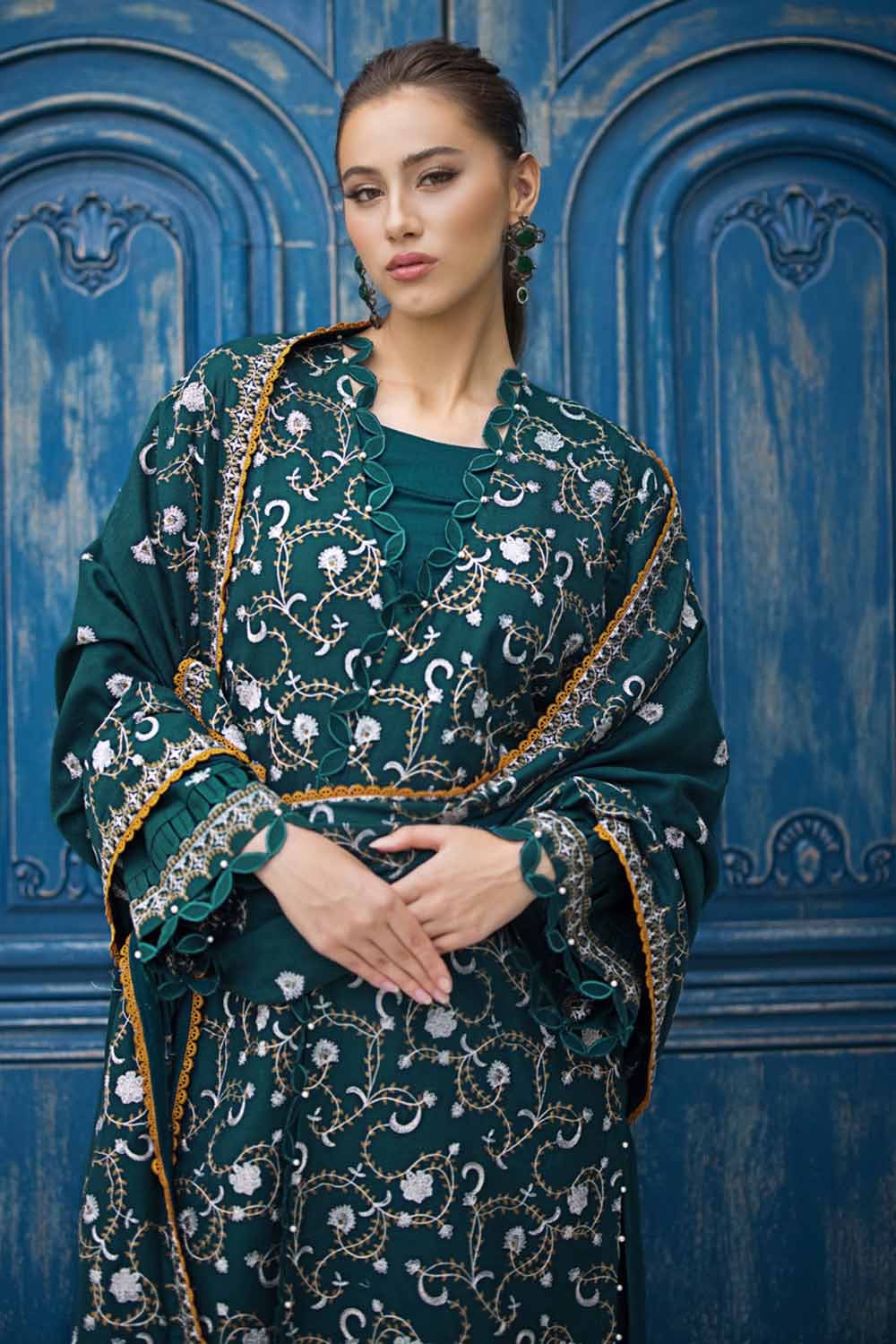 Gul Ahmed 3 Piece Custom Stitched Suit - Green - LB284995