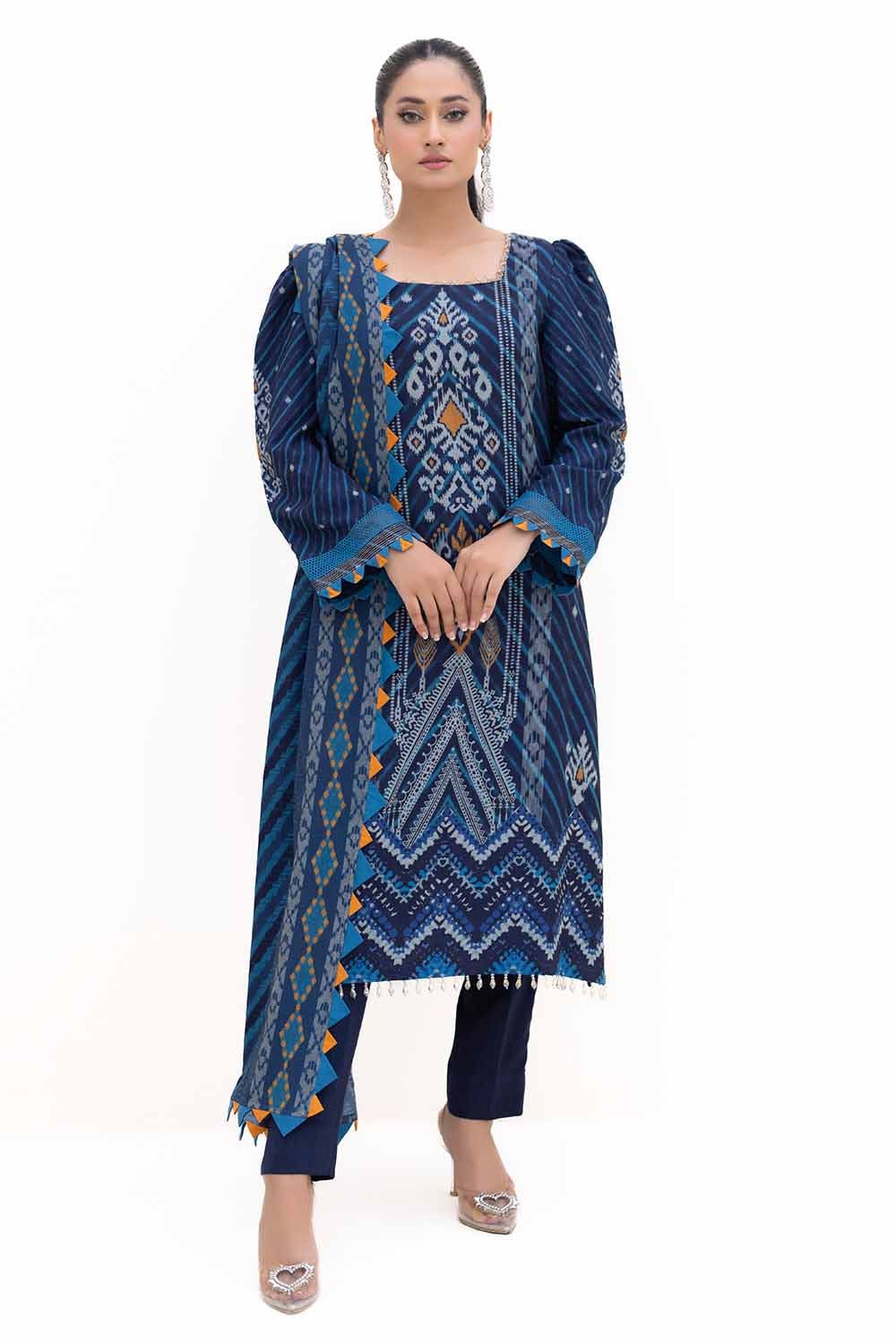 Gul Ahmed 3 Piece Custom Stitched Suit - Blue - LB288002