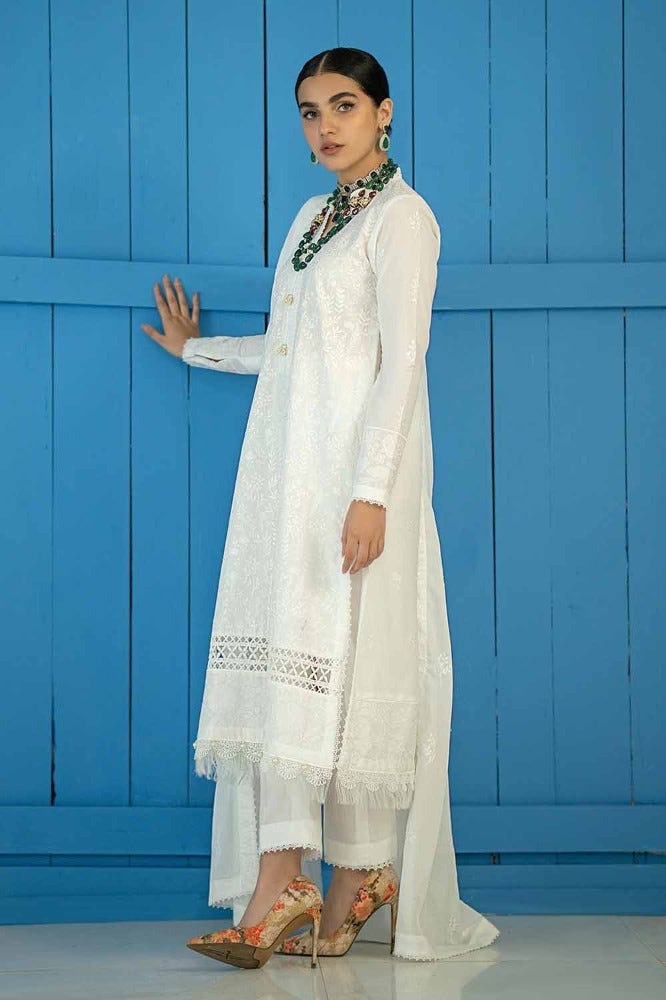 Gul Ahmed 3 Piece Custom Stitched Suit - Off-White - LB286215