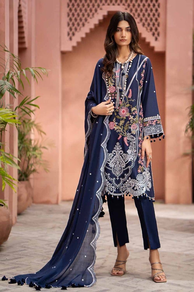 Gul Ahmed 3 Piece Custom Stitched Suit - Blue - LB286214