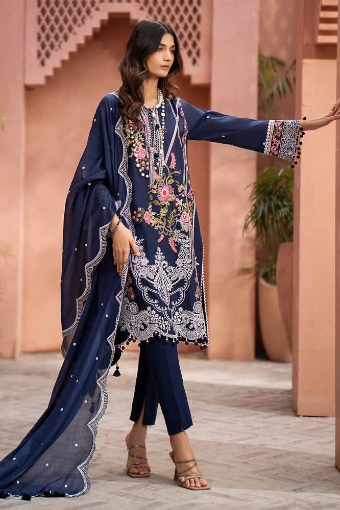 Gul Ahmed 3 Piece Custom Stitched Suit - Blue - LB286214