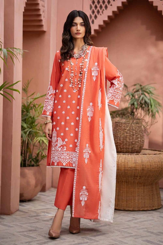 Gul Ahmed 3 Piece Custom Stitched Suit - Pink - LB286213