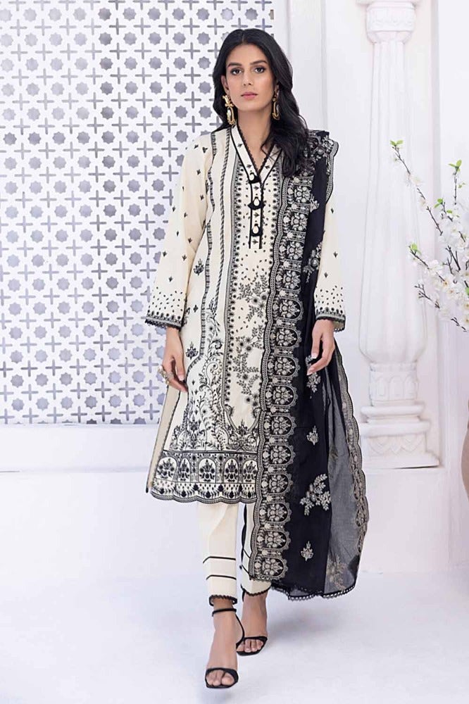 Gul Ahmed 3 Piece Custom Stitched Suit - Off-White - LB286198