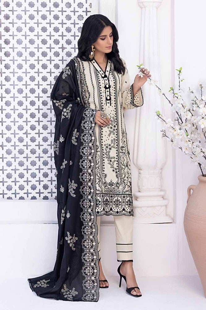 Gul Ahmed 3 Piece Custom Stitched Suit - Off-White - LB286198