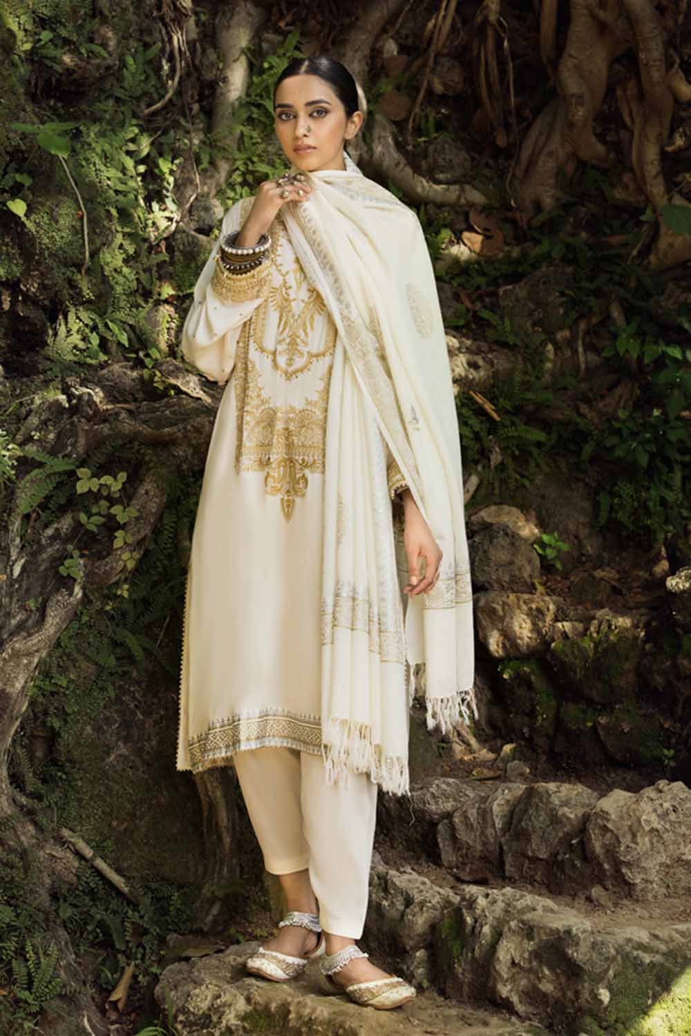 Gul Ahmed 3 Piece Custom Stitched Suit - Off-White - LB285000